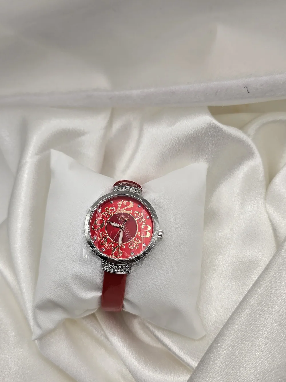 Invicta Celestial Women’s Quartz 33mm Silver Case White Dial Red Band
